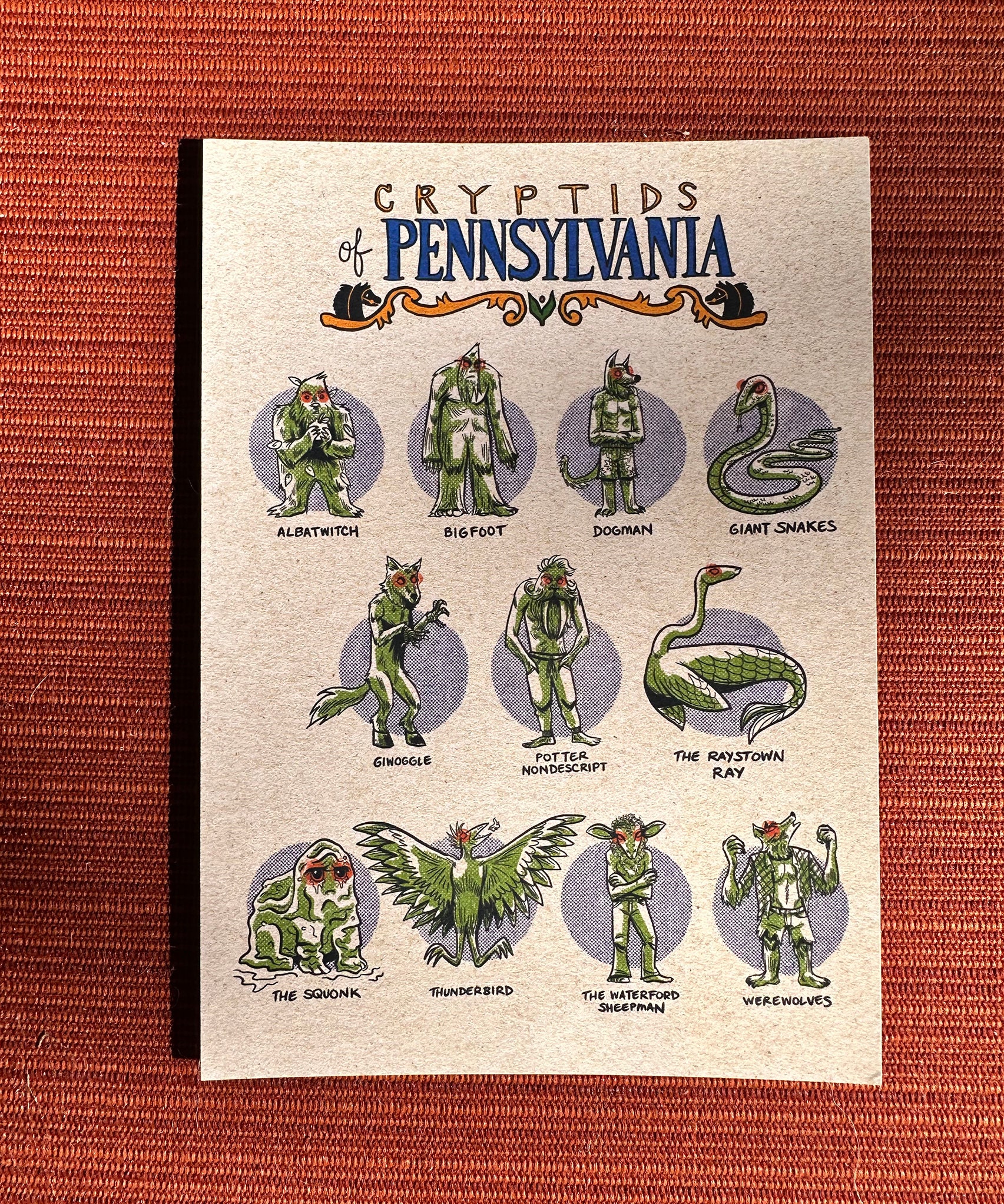 Cryptids of Pennsylvania GIFT SET: 8 X 10 Print & Squonk Sticker