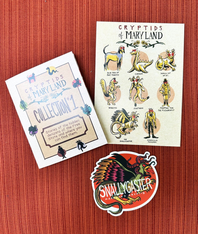 Cryptids of Maryland GIFT SET: Info Booklet, 5 X 7 Print, & 1 Sticker ...