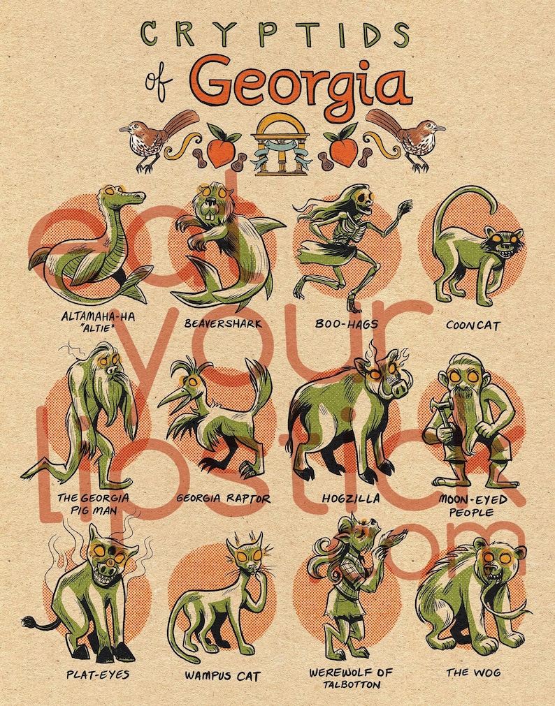 Famous Cryptids of Georgia Print - Etsy