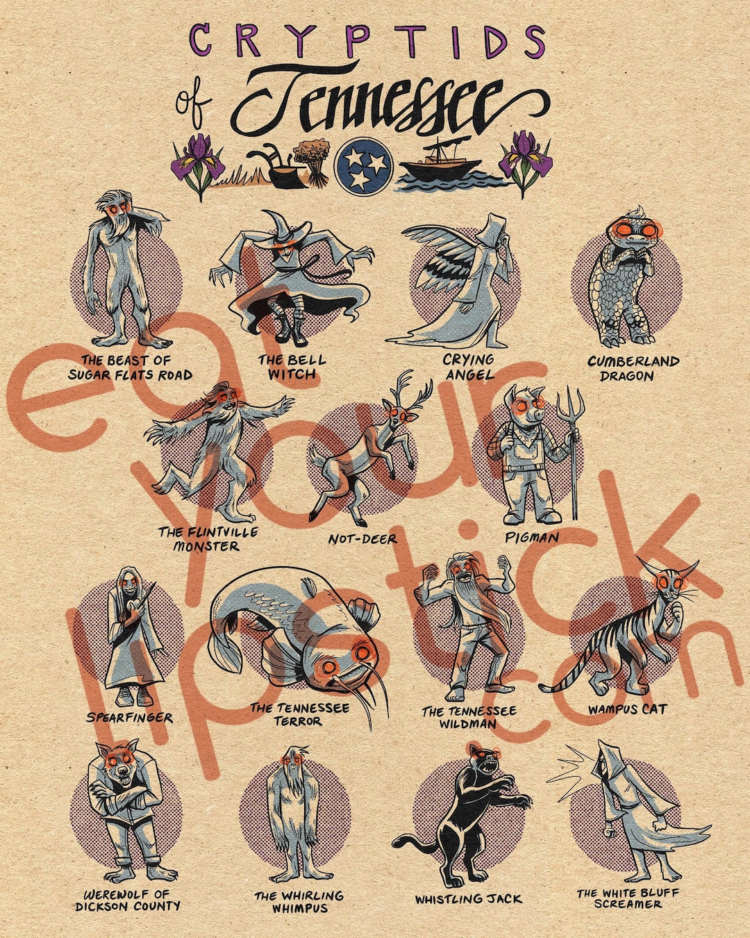 Famous Cryptids of Tennessee 11 X 14 Print - Etsy