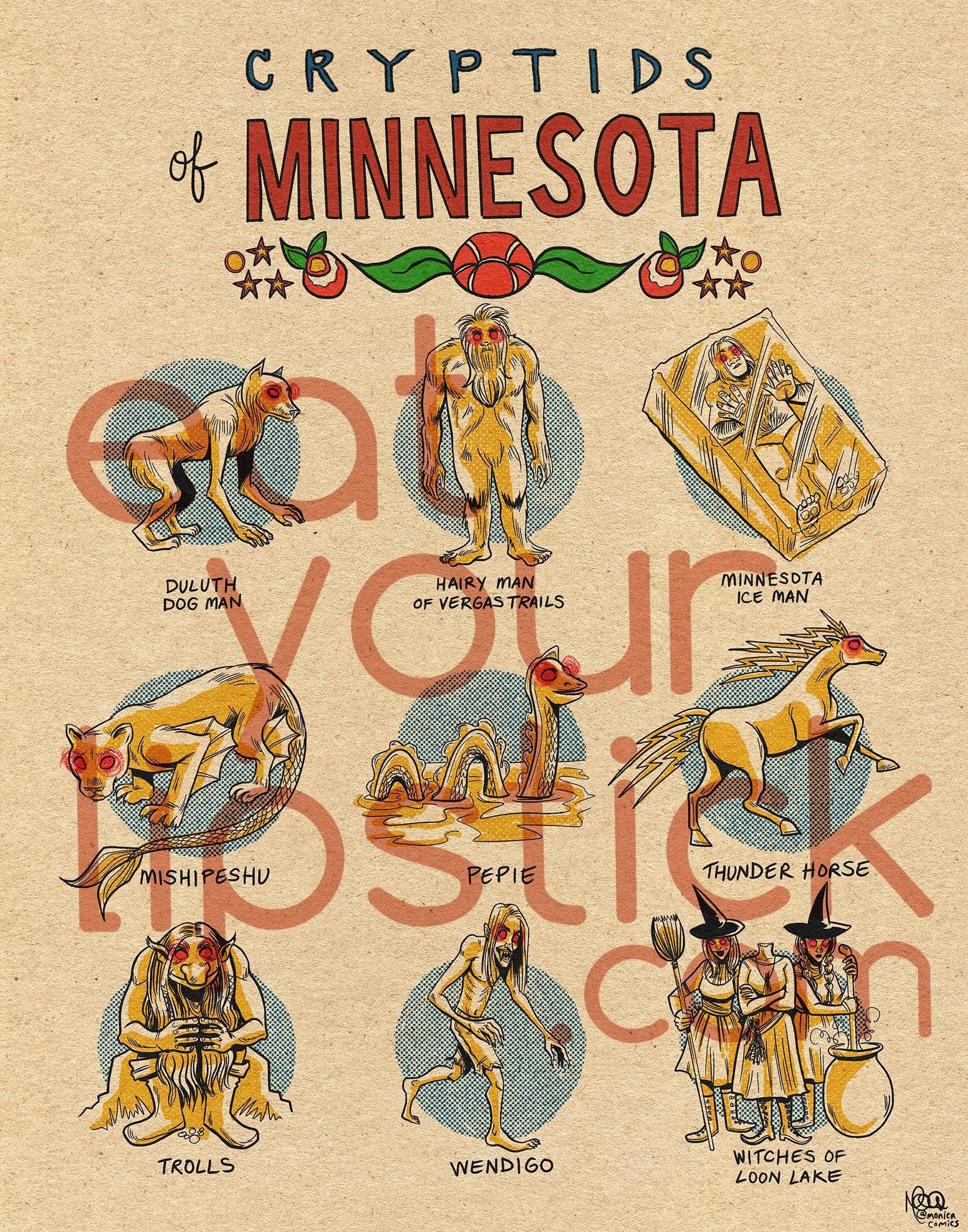 Famous Cryptids of Minnesota 5 X 7 Print - Etsy