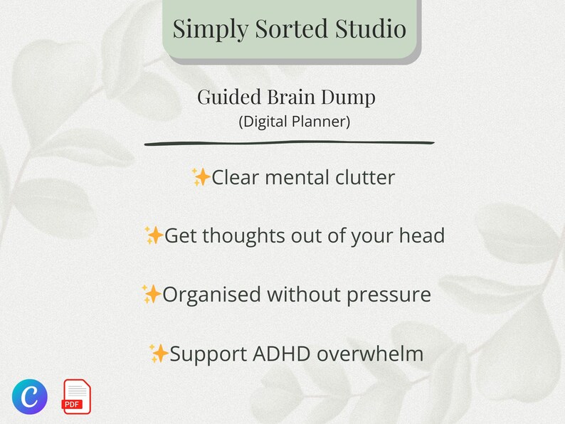 Guided Brain Dump Printable for ADHD - Calm Mental Reset - Overwhelm ...