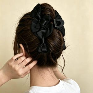 Extra-Large Satin Bow Claw  Clip – Elegant Updo Accessory for Thick Hair