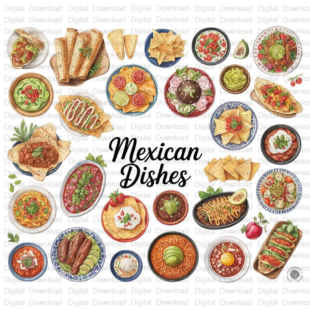 Mexican Food Watercolor Clipart Bundle, PNG Files (digital Download) - Etsy