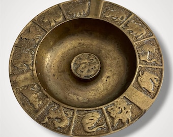 Vintage Brass Mid Century Modern Brass Zodiac Ashtray