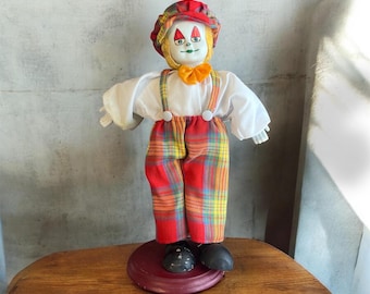 Muñeca de payaso de porcelana vintage