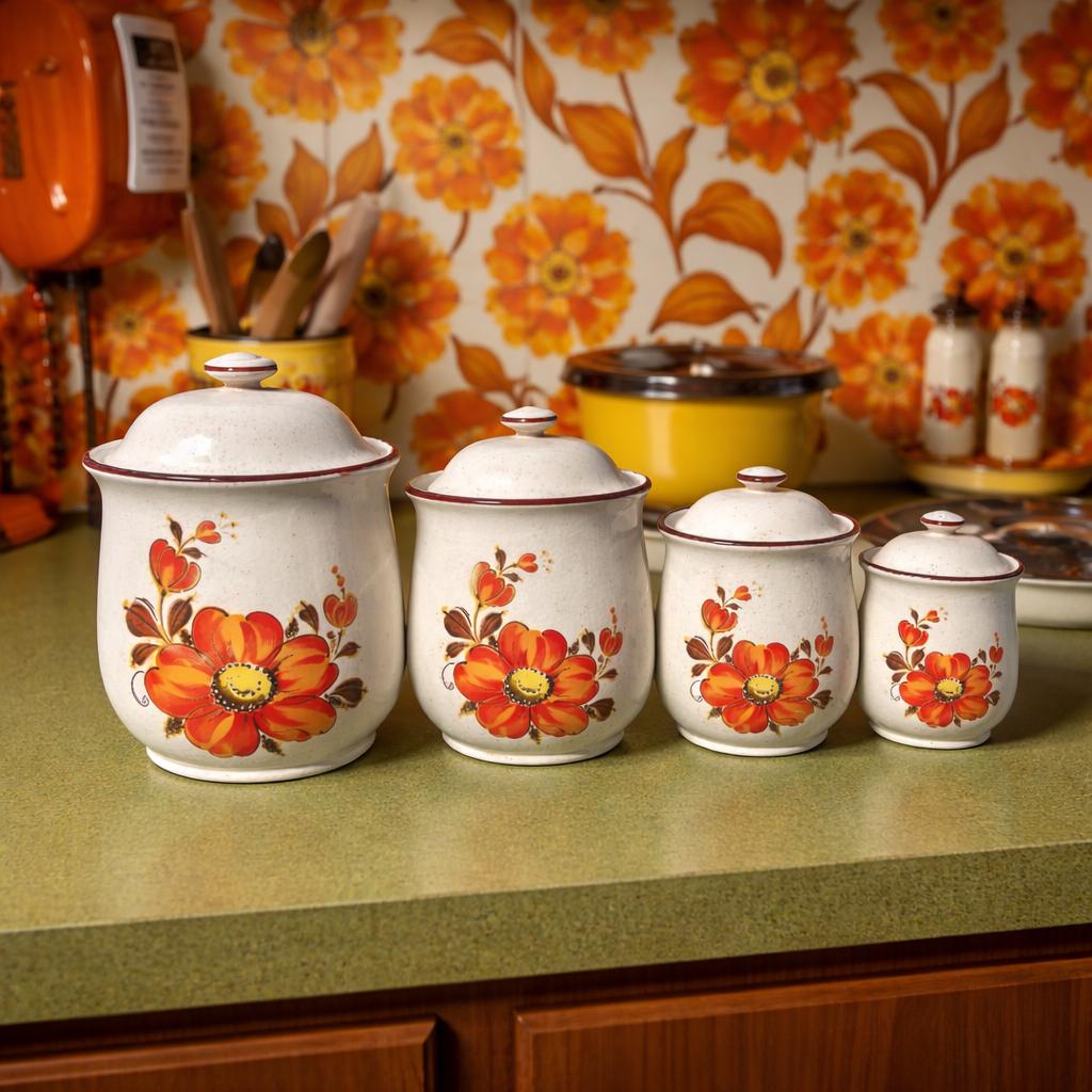70s Flower Canisters - Etsy