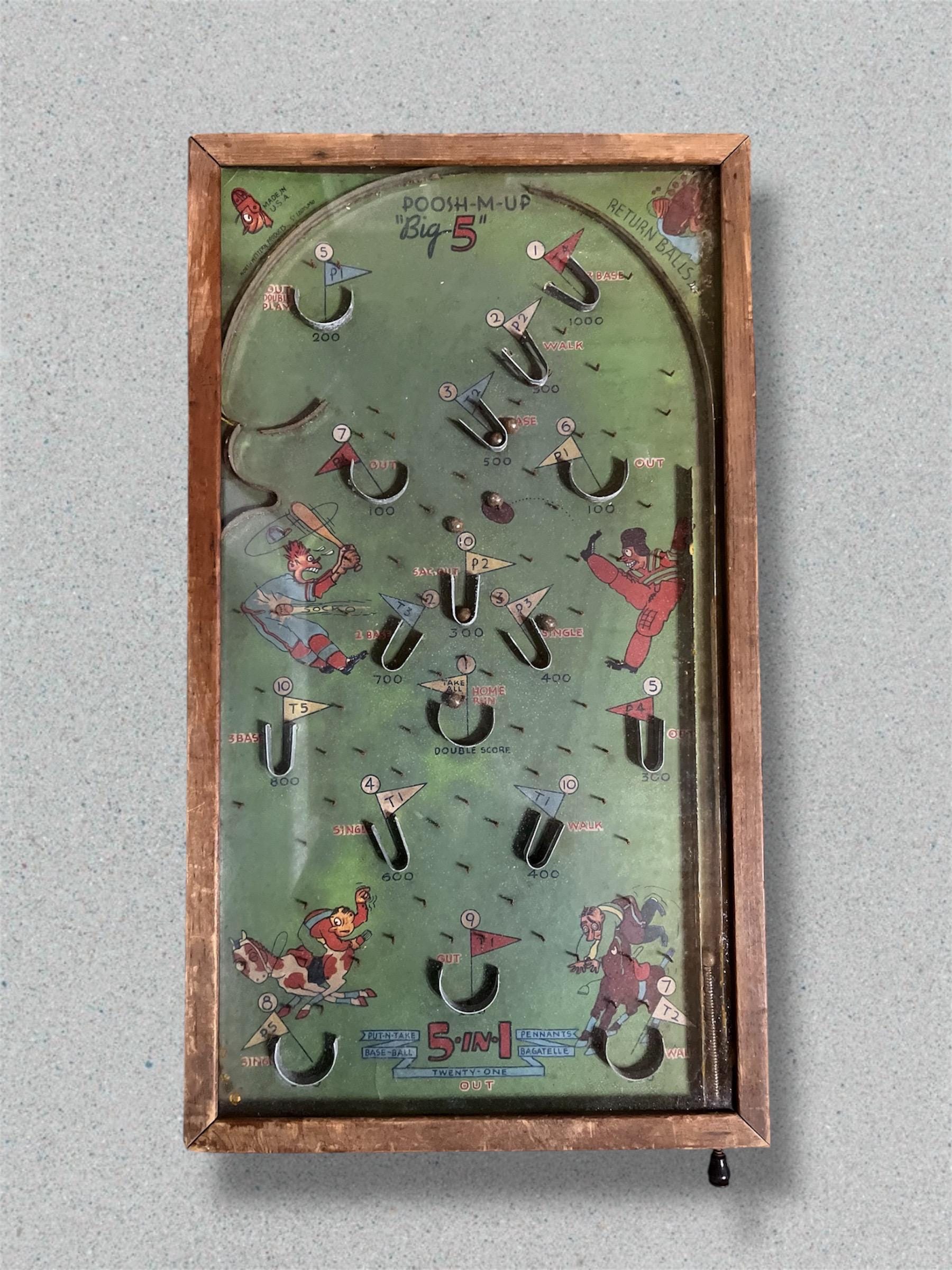Ancien Flipper De Table Mécanique Vintage - Jouet Clown - Brocante Collection