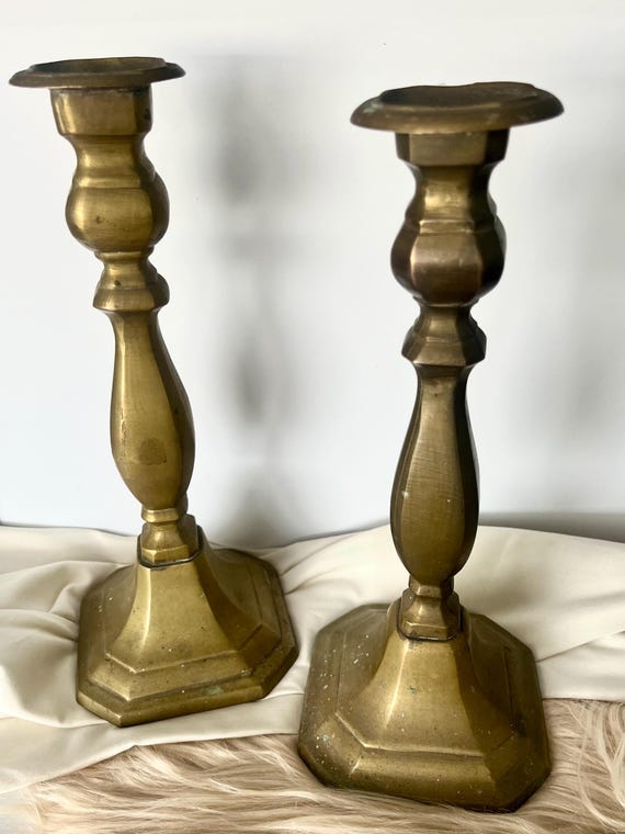 Set of 2 Vintage Brass Candlestick Holders