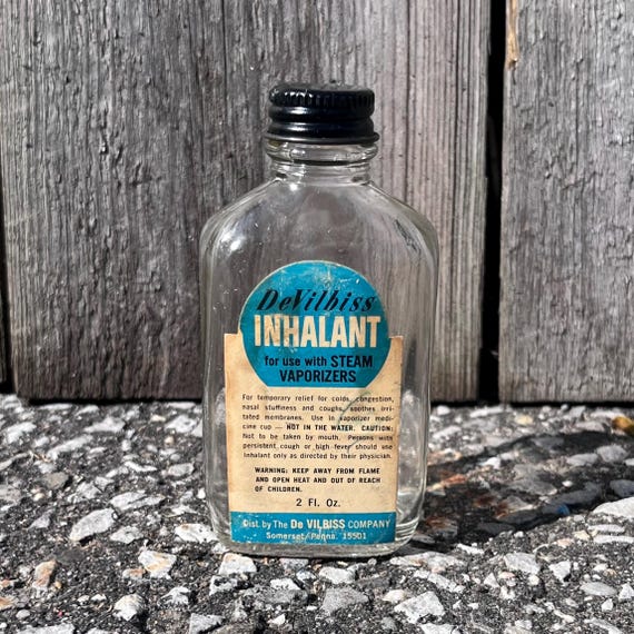 Vintage Inhalant Glass Medicine Bottle