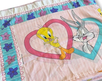 Ensemble de draps pour lit simple Tweety Bird Looney Tunes vintage 1996