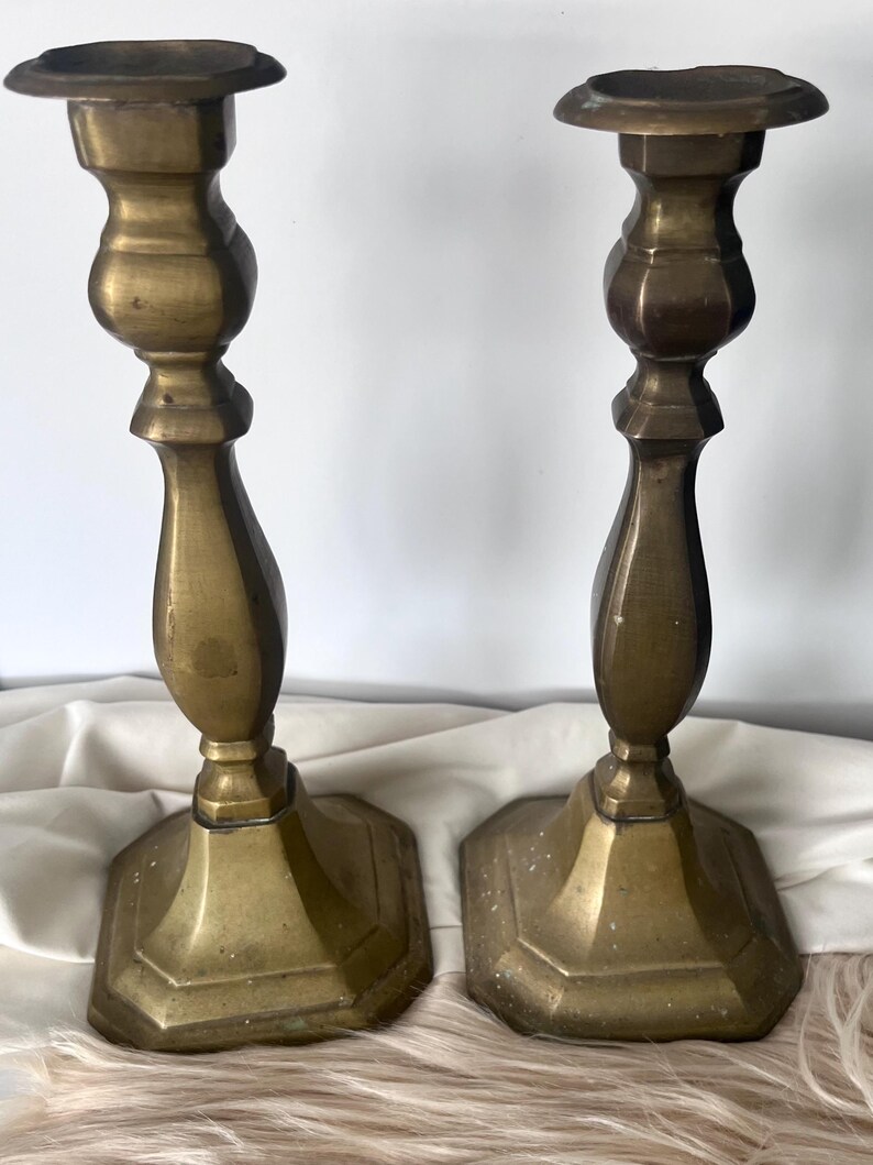 Set of 2 Vintage Brass Candlestick Holders image 3