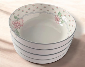 Juego de 4 cuencos de cerámica vintage Sango Rose Chintz