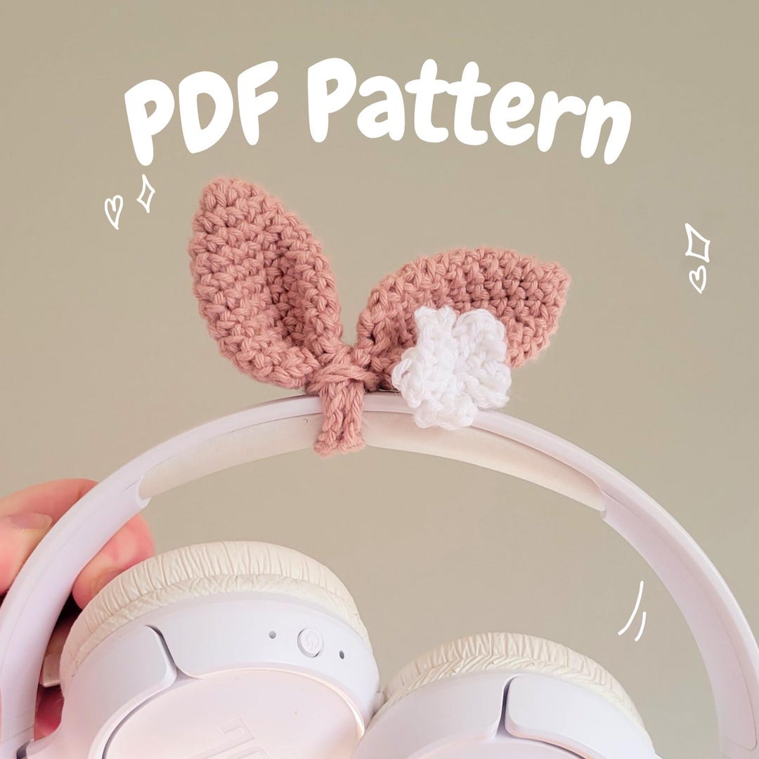 Simple Rabbit With Headphones Crochet Pattern for Rabbit Ear Headphone Decoration - Easy Flower ...