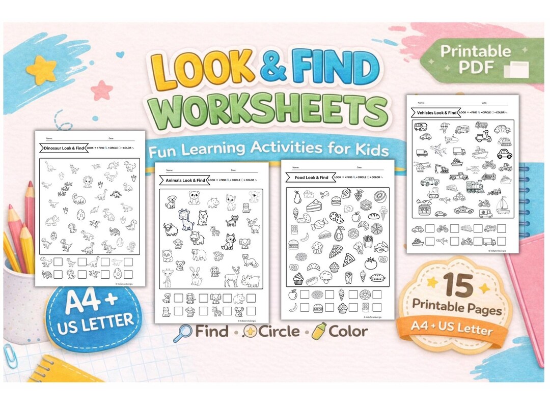 I Spy Printable Worksheet, Seek and Find Game, Hidden Picture Activity ...