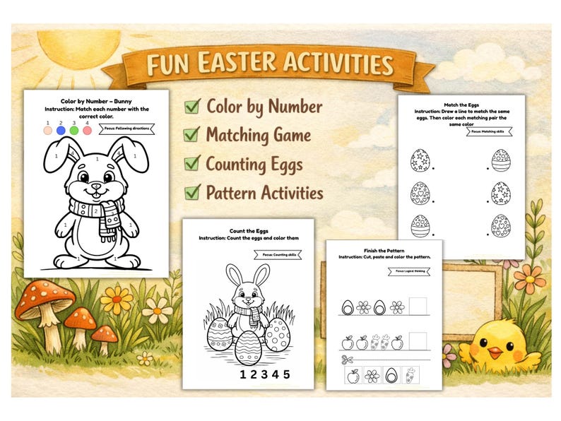 Easter Coloring Pages for Kids Printable, Easter Activity Pack ...
