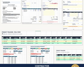 Subunternehmer Business Forms Bundle | Excel Google Sheets & Word | Nachverfolgung von Änderungswünschen für den Rechnungskauf