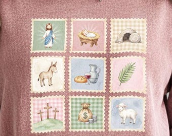 Jesus easter PNG for sublimation, thrifted vintage bunny easter design, christian coquette farmhouse art, digital download file