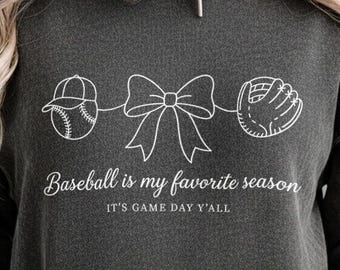 Baseball is my favorite season PNG for sublimation, baseball mama bow design, game day sports mom shirt graphic, trendy file