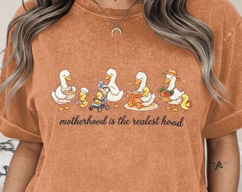 Motherhood Is The Realest Hood PNG, Funny Coquette Goose Mom Design, Mother's Day Sublimation Download