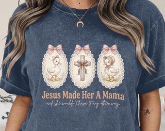 Jesus Made Her a Mama PNG, Coquette Christian Mama Design, Boho Leopard Goose Sublimation Download