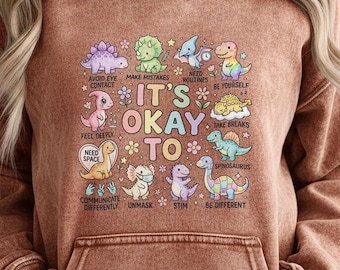 It's Ok To Be Different PNG, Autism Dinosaur Design, Neurodiversity Awareness Teacher Sublimation
