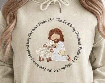 The lord is my shepherd hook yarn PNG, coquette girl spring easter design, patchwork jesus art, happy easter sublimation