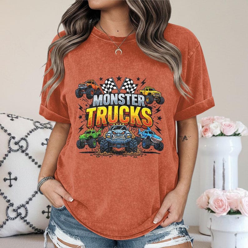 Monstertrucks PNG, Trucks sind mein Jam Design, Boy Car Shirt Grafik, Räder digitaler Download Bild 3