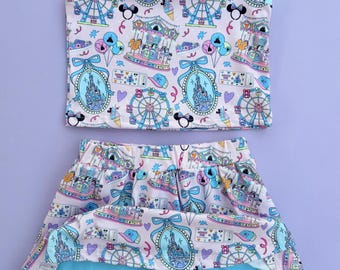 Fantasy Carousel Theme Park  Tank and Skort Outfit Girls