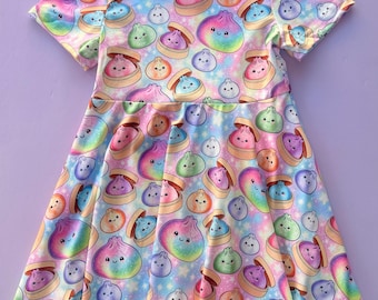 Dumpling squishies rainbow glitter girls dress