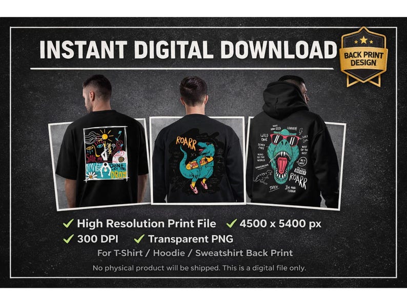 Oversized Back Print Design PNG | Streetwear Graphic (digital Download ...