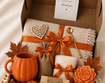 Caja de Halloween para ella, paquete de regalo para hija, cajas de regalo de otoño para novia, caja de regalo Hygge Fall Vibes, cesta de regalo de cumpleaños