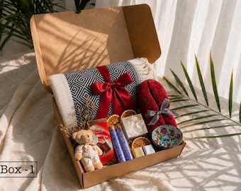 Thinking Of You Box, Cozy Care Package, Self Care Basket, Blanket Gift Box, Classy Gift Basket for Women, Custom Self Care Spa Gift Box