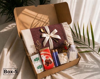 Cozy Blanket Gift Set, Hug in a Box, Self Care Gift Box, Encouragement Gift, Hygge Gift Basket, Classy Gift Basket for Women