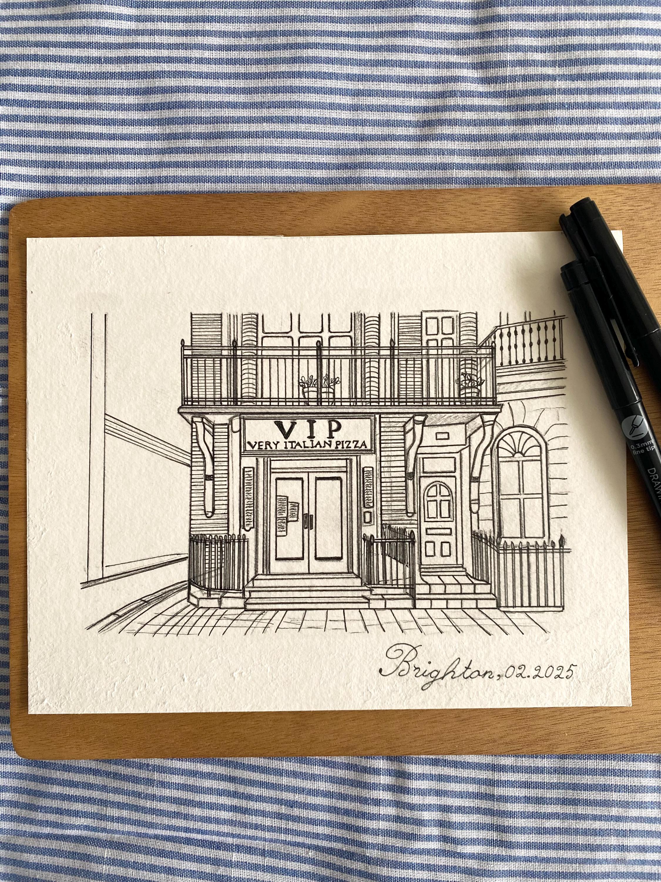 Custom A4 Hand-drawn First Date Sketch, Personalised Anniversary ...