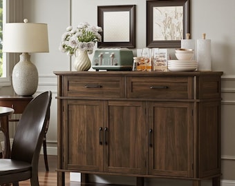 Farmhouse Buffet Cabinet Coffee Bar Sideboard Storage Console with Drawers