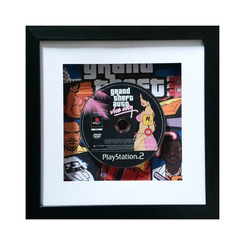 Grand Theft Auto Vice City Playstation 2 Game Framed Wall Art birthday leaving christmas present gift gamers retro image 1