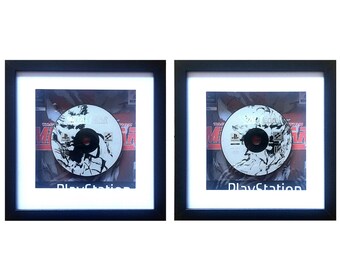 Metal Gear Solid Playstation Game Disc 1 & 2 Set Framed Wall Art - Retro Gaming Picture Home Decor Present Gift