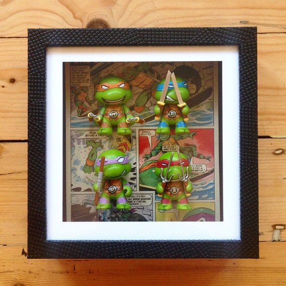 Teenage Mutant Ninja Turtles Framed Figure Wall Art 1980s Comic Picture Man Cave Bedroom Tmnt Tmht Present Geek Tv 1