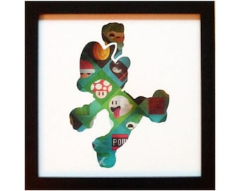 Super Mario Silhouette Wall Art- Fathers Day Gift Present