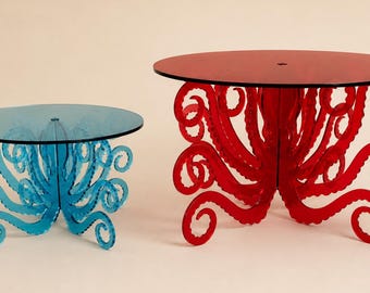 Soporte para pasteles con forma de pulpo / Soporte de acrílico para postres / Decoración para fiestas temáticas marinas / Soporte para cupcakes con temática playera / Exhibidor de embutidos / Centro de mesa costero