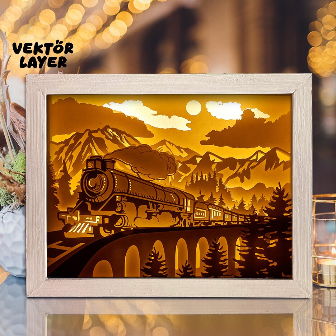 Old Train Shadow Box SVG: Layered Paper Cut Template (digital Download ...