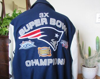 NFL Super Bowl Jacket // New England Patriots // 3x Super Bowl Champions // Authentic Patriots Jacket // Embroidered XXL 2XL Football Coat