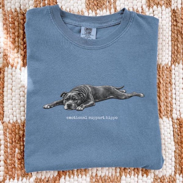 Chemise couleurs confort hippopotame soutien émotionnel, chemise Pitbull drôle, chemise pour chien Sploot, chemise maman Pittie, cadeau pour amoureux des chiens