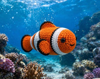 Crochet Clownfish Pattern PDF, Fish Amigurumi, Ocean Animal Crochet Toy, Nemo Fish, Sea Animal Plush Tutorial, Digital Download