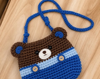 Crochet Bear Envelope Bag Pattern PDF, Teddy Bear Crossbody Purse, Kids Animal Bag, Amigurumi Handbag Pattern, Instant Digital Download PDF