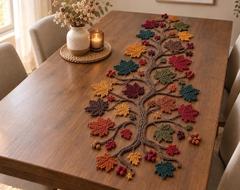 Autumn Leaf Crochet Pattern PDF | Fall Table Runner & Coaster Pattern | Thanksgiving Table Decor | Maple Leaf Crochet Centerpiece