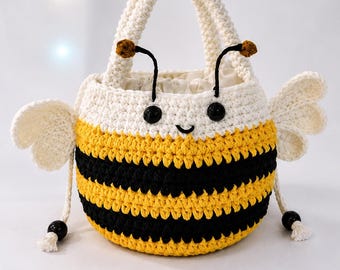 Crochet Honey Bee Bag Pattern PDF, Bumble Bee Purse Crochet Pattern, Cute Amigurumi Handbag, Crochet Bag Tutorial Digital Download