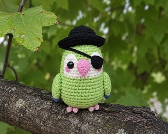 Crochet Pirate Parrot Amigurumi Pattern PDF | Easy Amigurumi Plush Bird Tutorial for Crochet | Instant Download