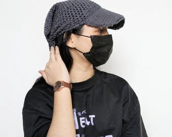 Crochet Bandana Cap Pattern PDF | Unisex Visor Hat Crochet Tutorial | Adult Bandana Hat with Structured Brim | Instant Digital Download PDF